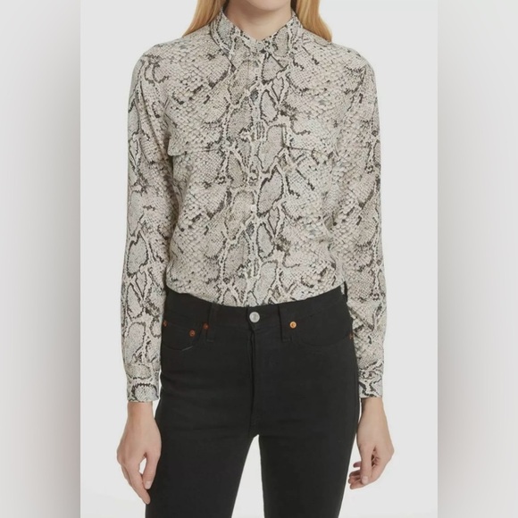 Equipment Tops - Equipment Femme Women's Classic Sandwashed Crepe De Chine Silk Slim Size S